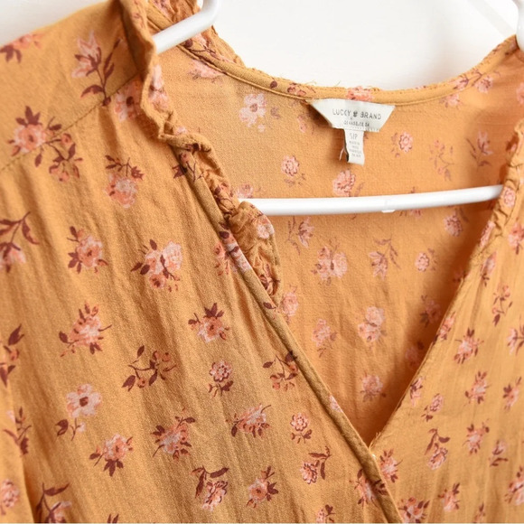 Lucky Brand yellow tie wrap blouse women’s size S - Picture 2 of 6